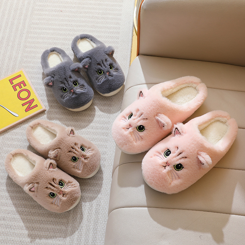 Cotton Couple Kitty Cartoon Cute Velvet Warm Slippers foto 4
