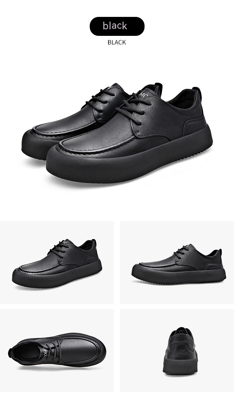 Men's Leather Flat Bottom Casual Sneakers foto 3