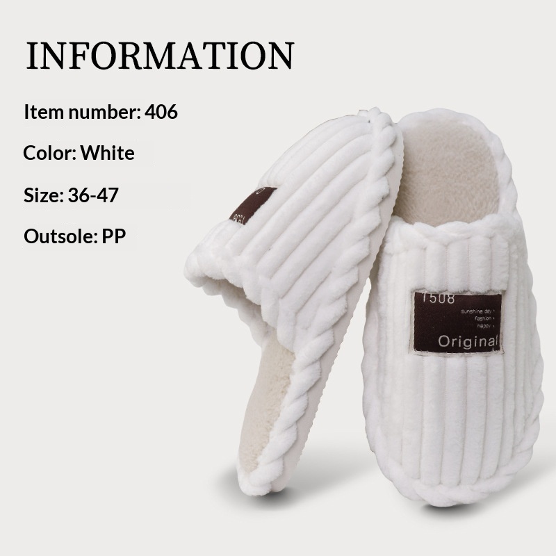 Household Non-Slip Warm Plush Floor Slippers foto 4