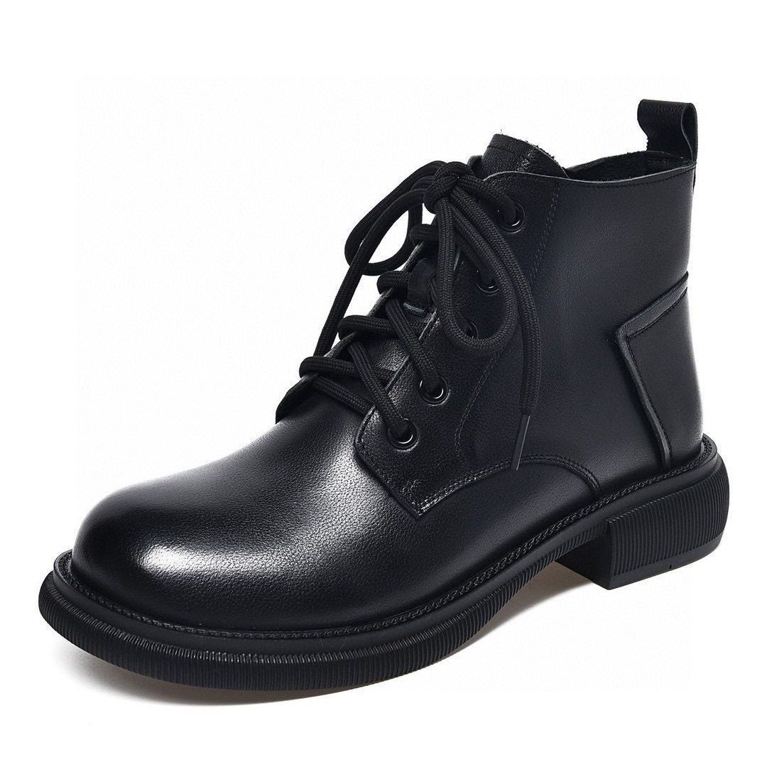 Real Soft Leather Platform Martin Boots Women's Autumn And Winter New Non-slip Western Style Slip-on Casual foto 2