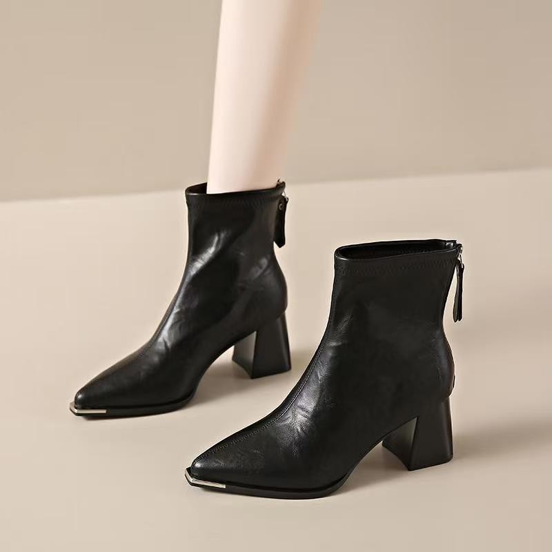 Pointed Toe Simple Fashion Chunky Heel Comfortable Retro All-matching Women's Boots foto 4