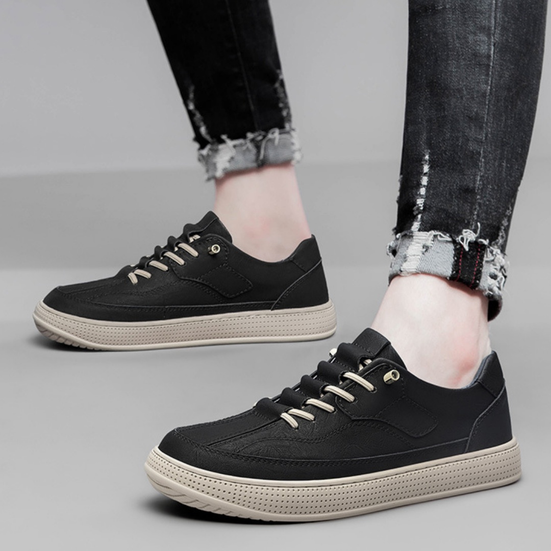 Men's Round Head Cowhide Surface Breathable Casual Skateboard Shoes foto 4