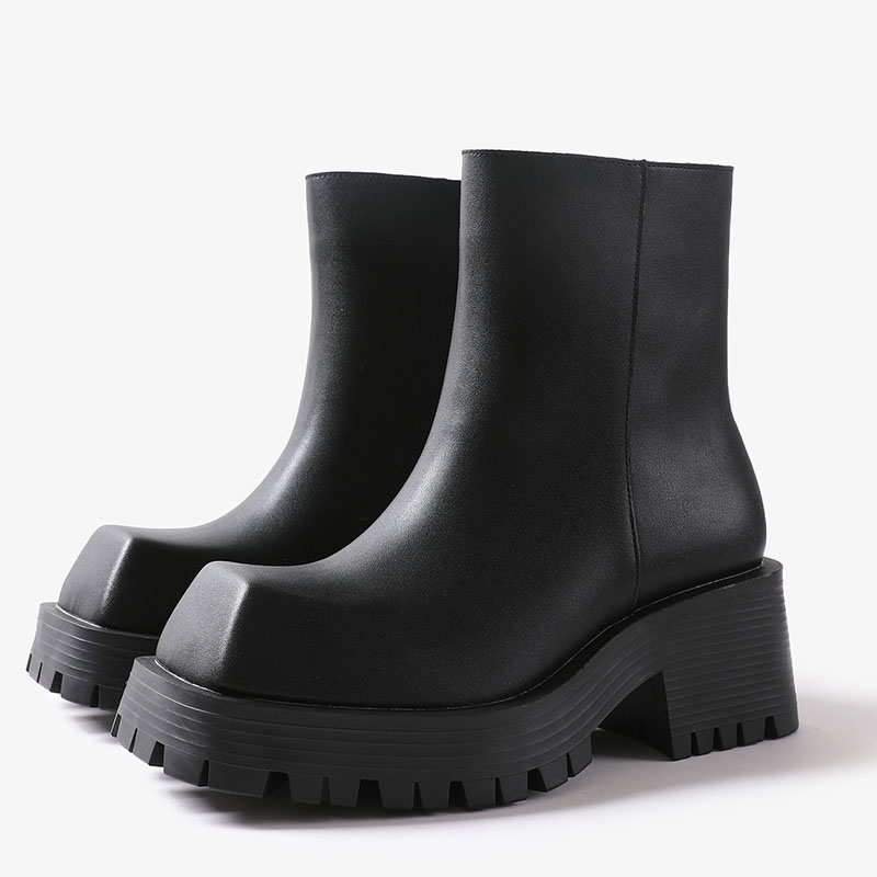 Square Martin Boots Men's Thick Soles European And American Lovers High Top Leather foto 3