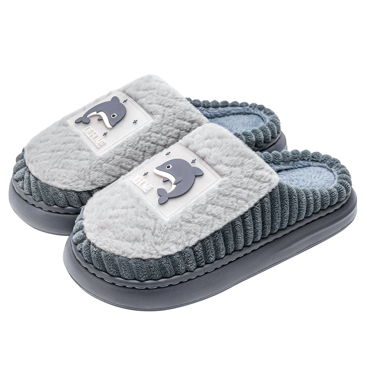 Non-slip Fleece-lined Warm Couple Fluffy Slippers foto 5