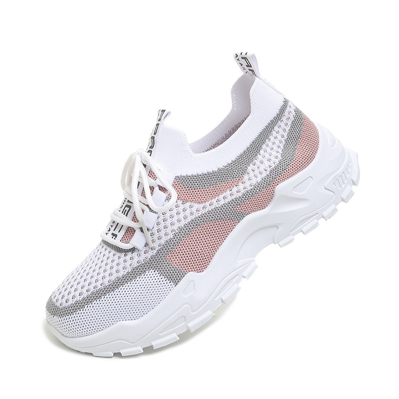 Breathable Mesh Lace-up Flyknit Casual Shoes For Women foto 4