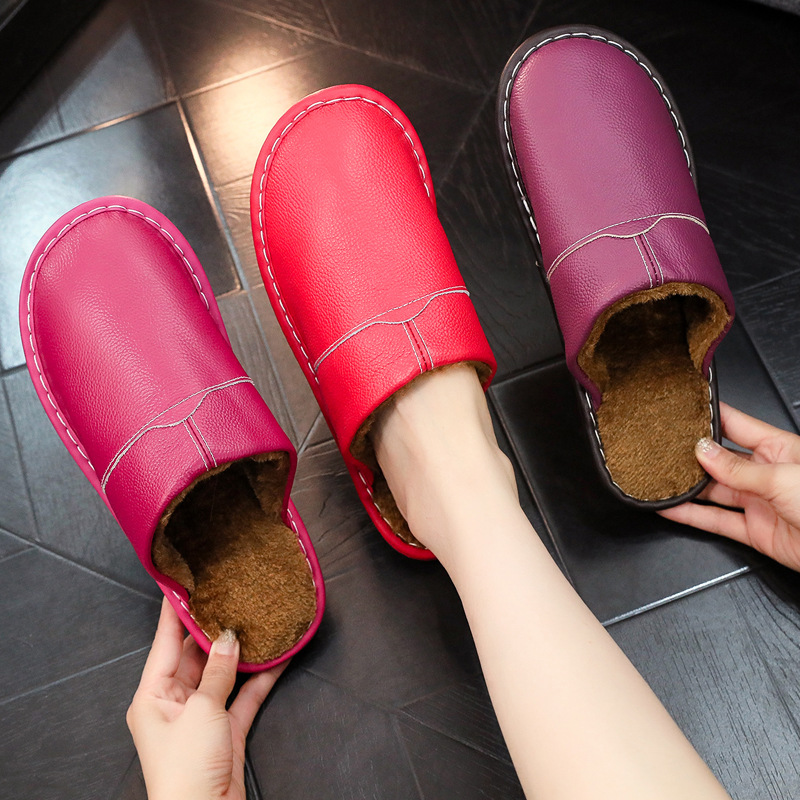 Winter Indoor Leather Slippers For Home Use Non-slip For Indoor Floors foto 2