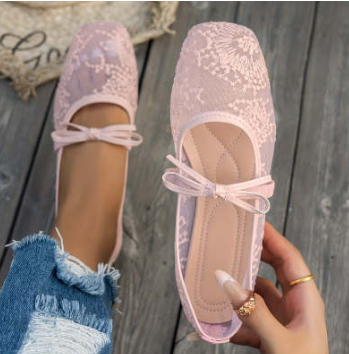 Spring Mesh Breathable Square Toe Mary Jane Pumps foto 2