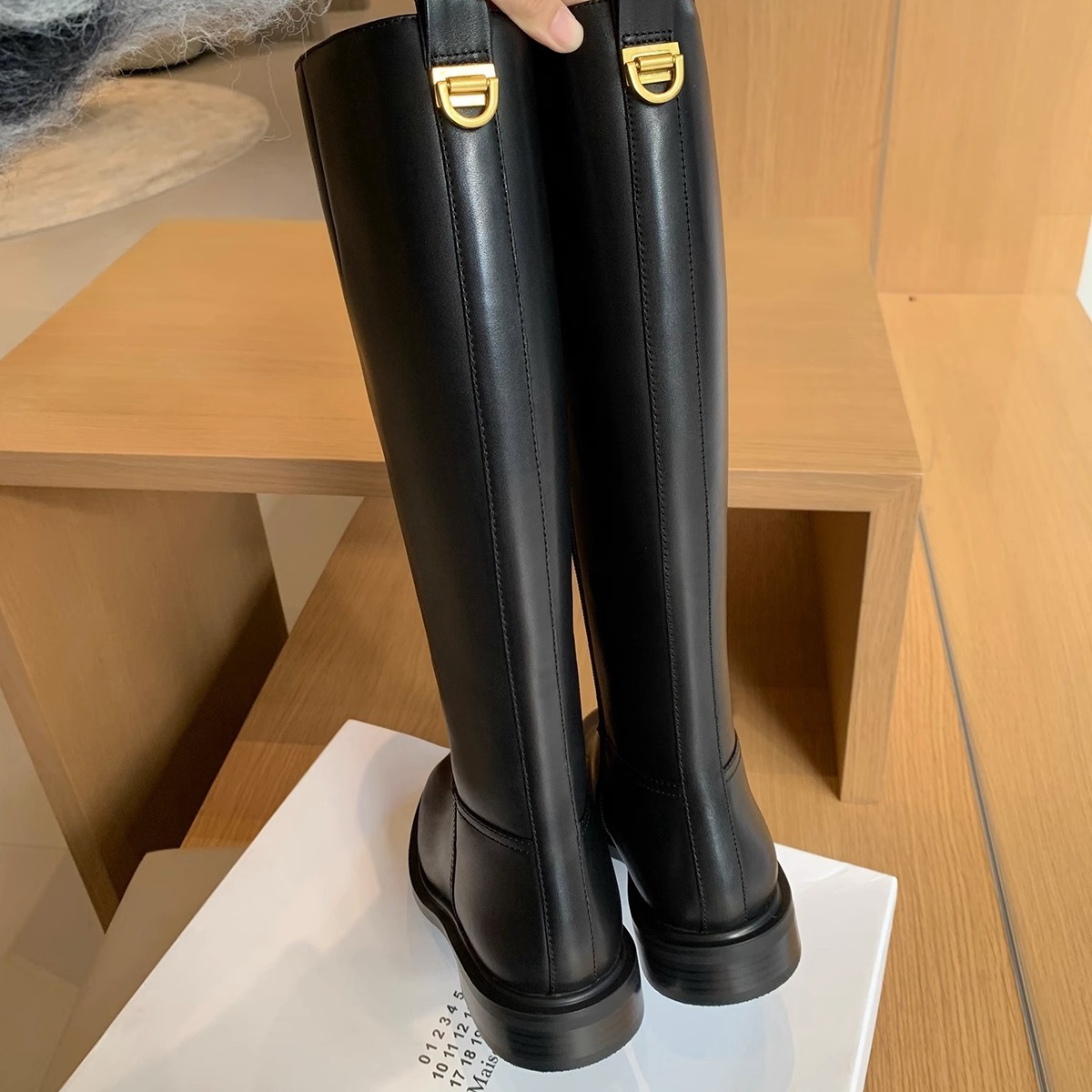 Knee-high Fleece-lined Round-toe Low-heeled With Side Zippers Womens High-rise Riding Boots foto 3