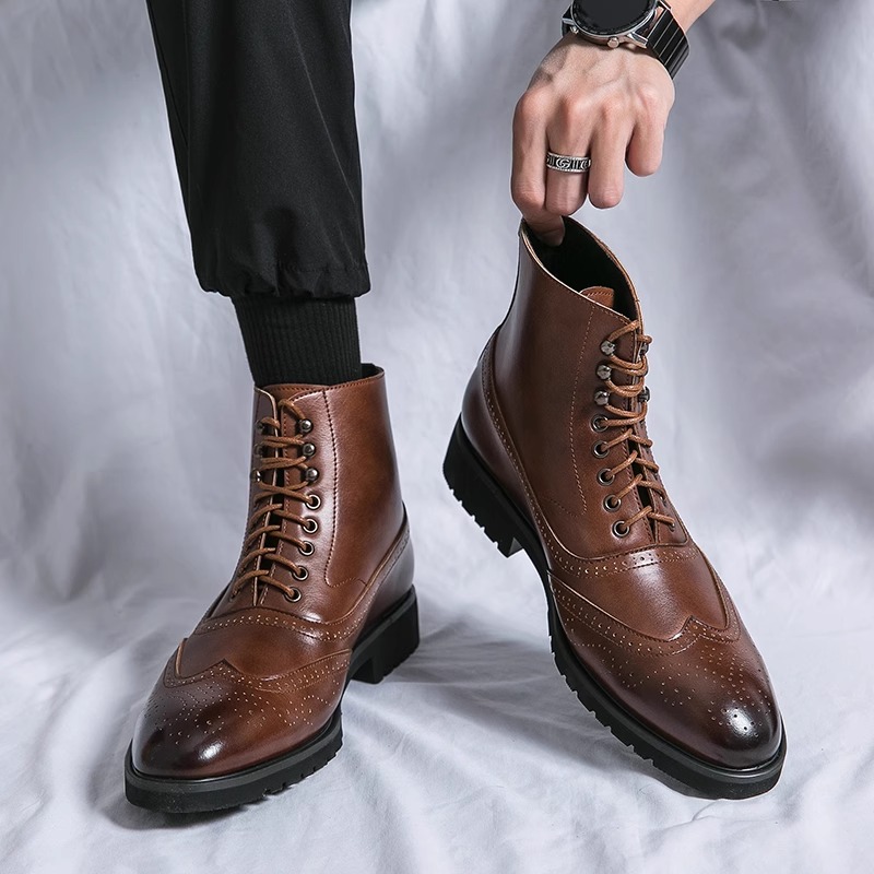 Mens Fashion Thick Sole Mid Top Work Shoes foto 2
