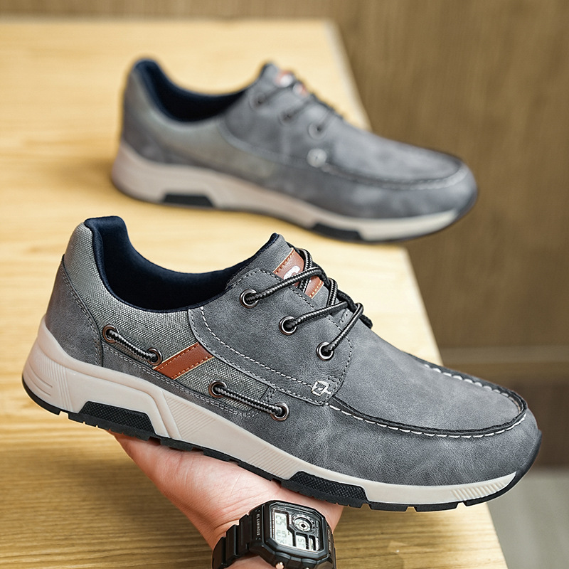 Leather Breathable Sneaker Men's Plus Size Casual Commuter Shoes foto 2