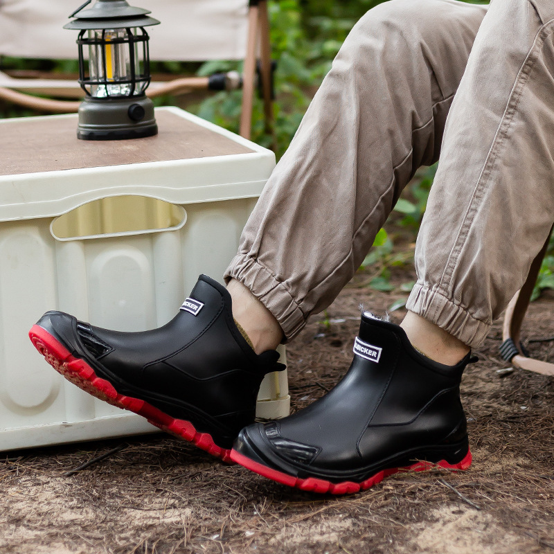 Large Size Fixed Velvet Rain Boots Stylish Water Shoes Men And Women Outdoor foto 2