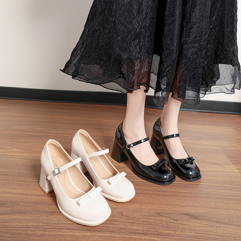 Chunky Heel Round Toe Large Size Wide Feet Mary Jane Shoes Women foto 2