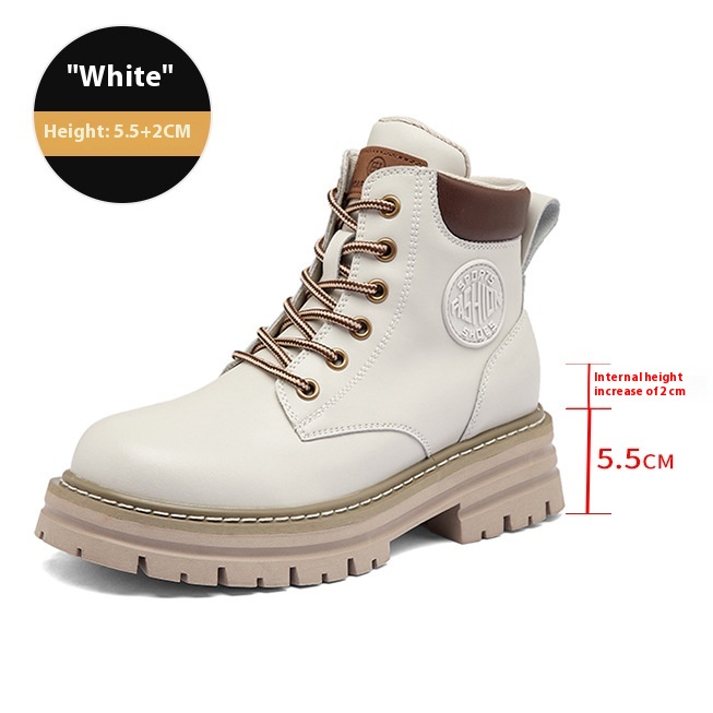 Genuine Leather Elevator Martin Boots Women's Thick Bottom All-matching foto 2