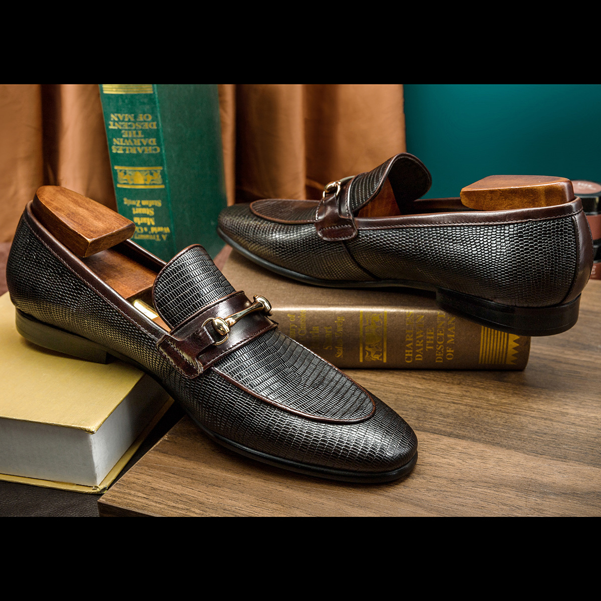 Cowhide Snake Pattern Men's Business Casual foto 5