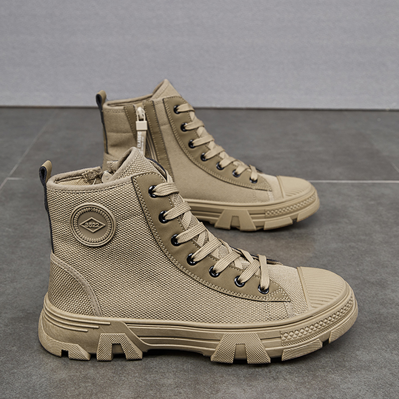Breathable Men's High-top Non-slip Wear-resistant Side Zipper Protective Shoes foto 4