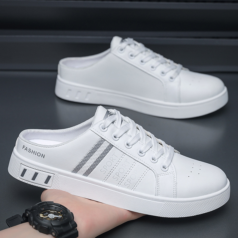 Summer Men's Casual Breathable Semi Slipper White Shoes foto 5