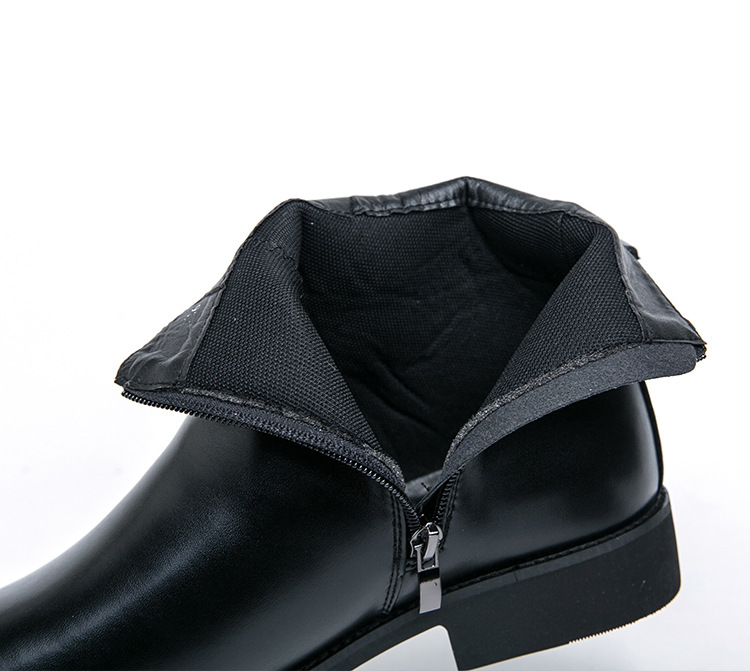Men's British Style Fashion High-top Leather Shoes Side Zipper Mid-Top Martin Boots foto 3