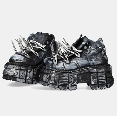 Heavy-metal Dark Rock Biker Distressed Studded Chunky-soled Shoes foto 3