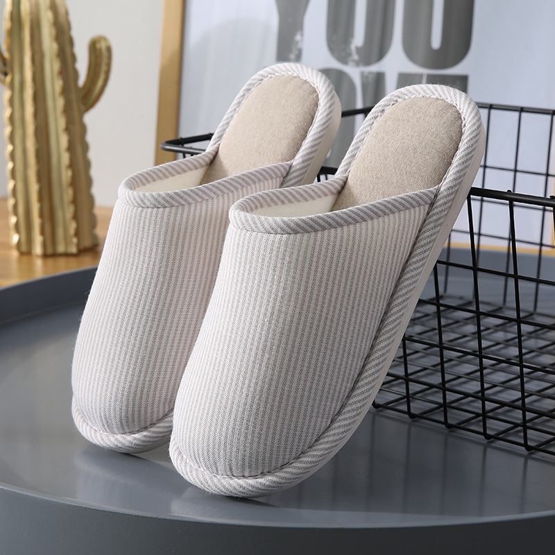 Household Stripes Home Indoor Non Slip Cotton Slippers foto 4