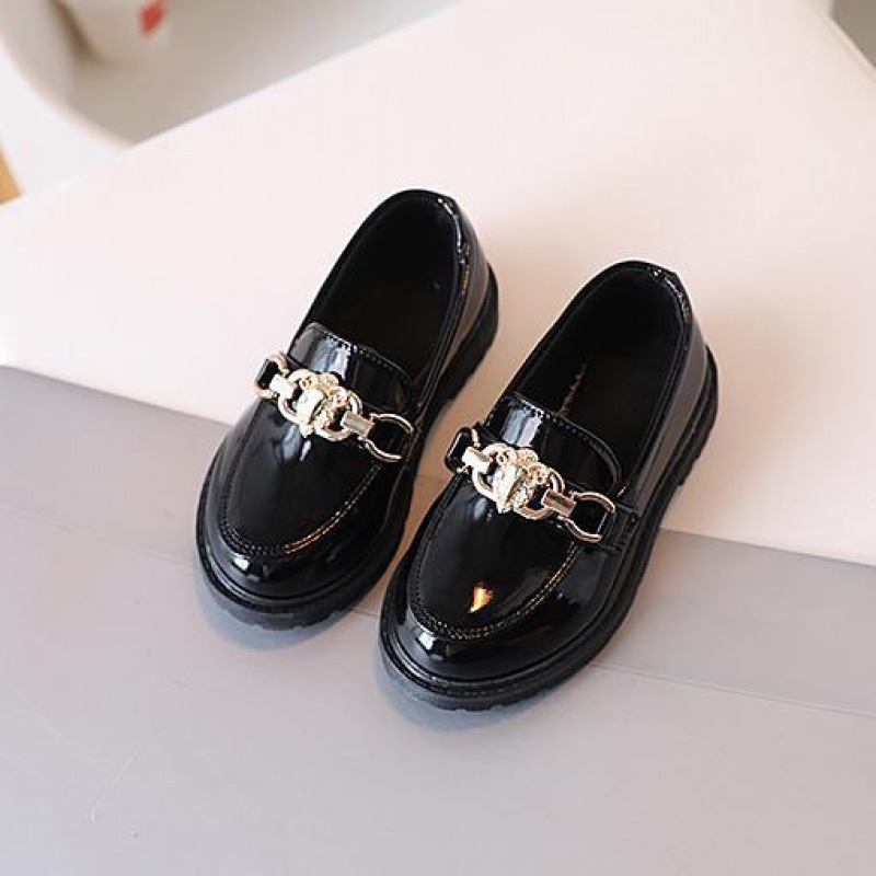 Children's Small Leather Shoes Black Soft End British Style foto 4