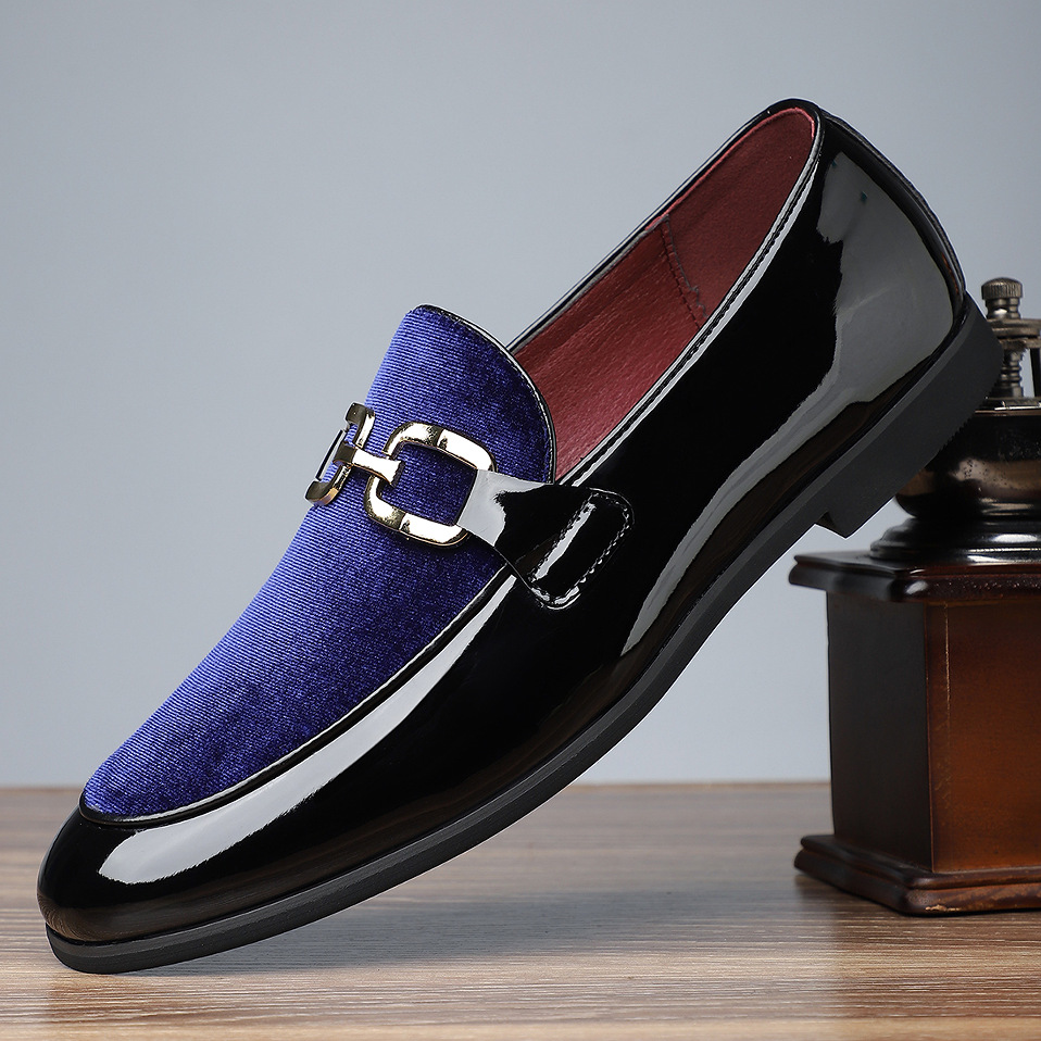 Men's Glossy Pointed British Style Frosted Suede Business Casual Leather Shoes foto 4