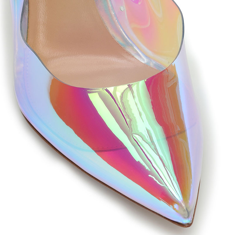 Colorful Transparent Pvc Fashion Plus Size Women's Shoes Open Heel Stiletto foto 5