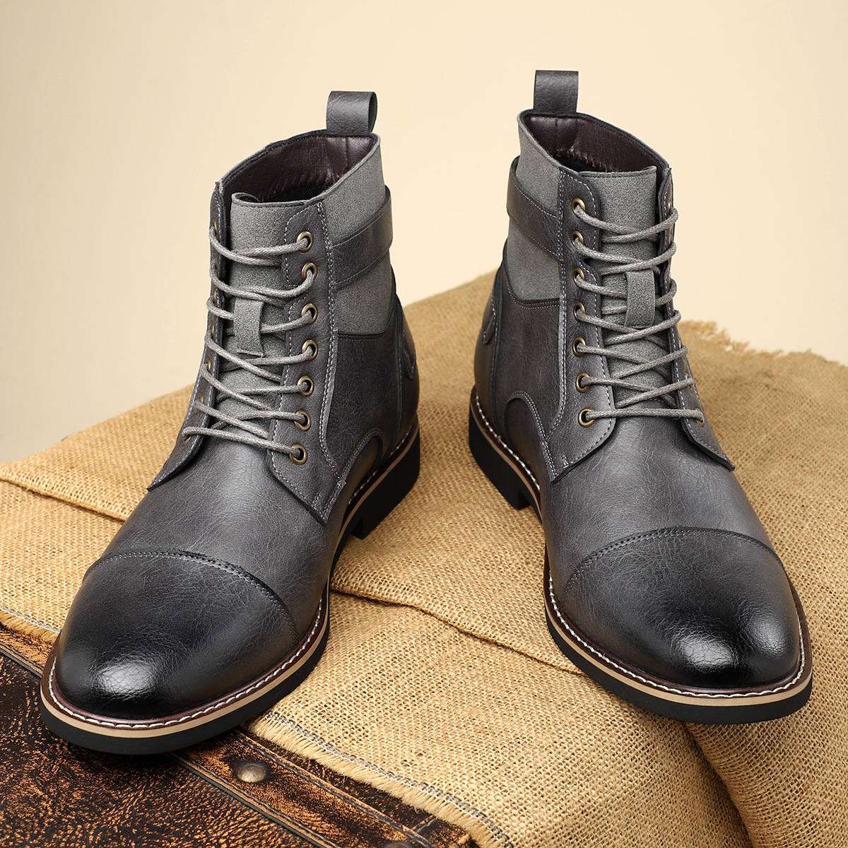 Non-slip Retro Mid-Top Pointed Men's Casual Martin Boots foto 2