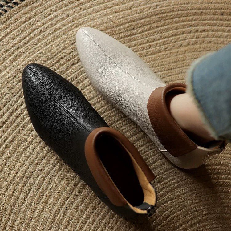 Women's Versatile Single-layer Cotton-lined French-style Martin Boots foto 3