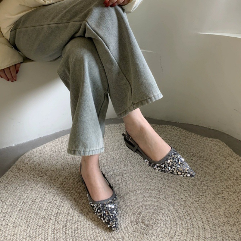 Womens Silver Sequin French-style Pumps For Outdoor Wear foto 2