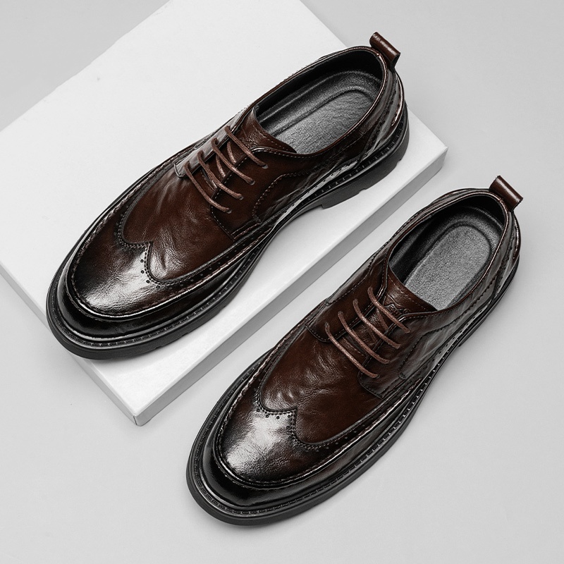 Genuine Leather Crocodile Pattern Men's Shoes Winter High-grade Leather Shoes foto 3