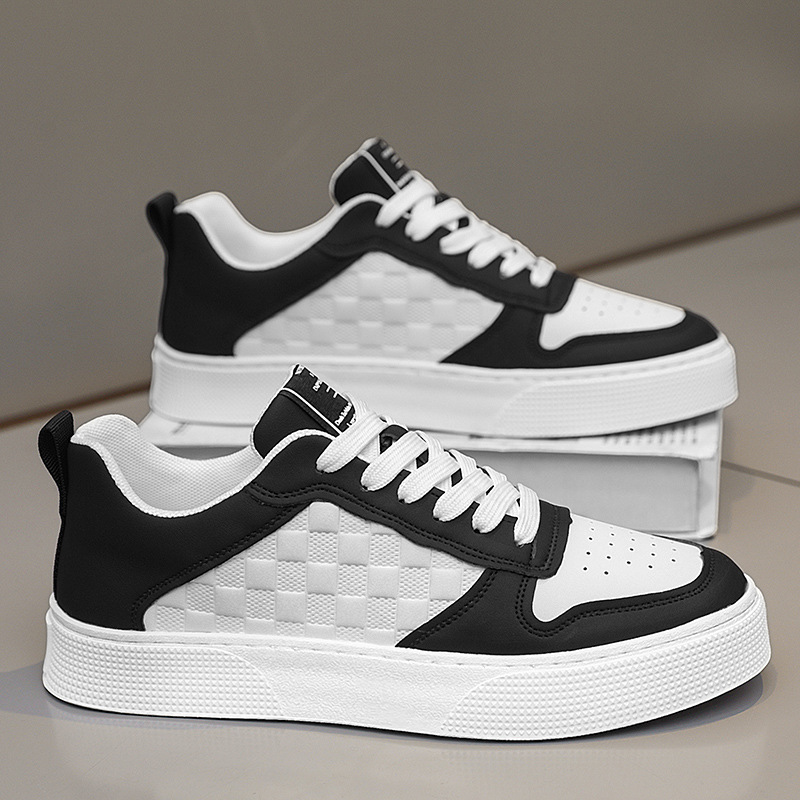Casual Lace-up Sneakers Men Fashion Breathable Plaid Flats Shoes foto 2