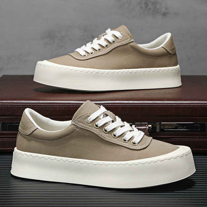 Mens Breathable Canvas Board Shoes With A Height-increasing Sole foto 5