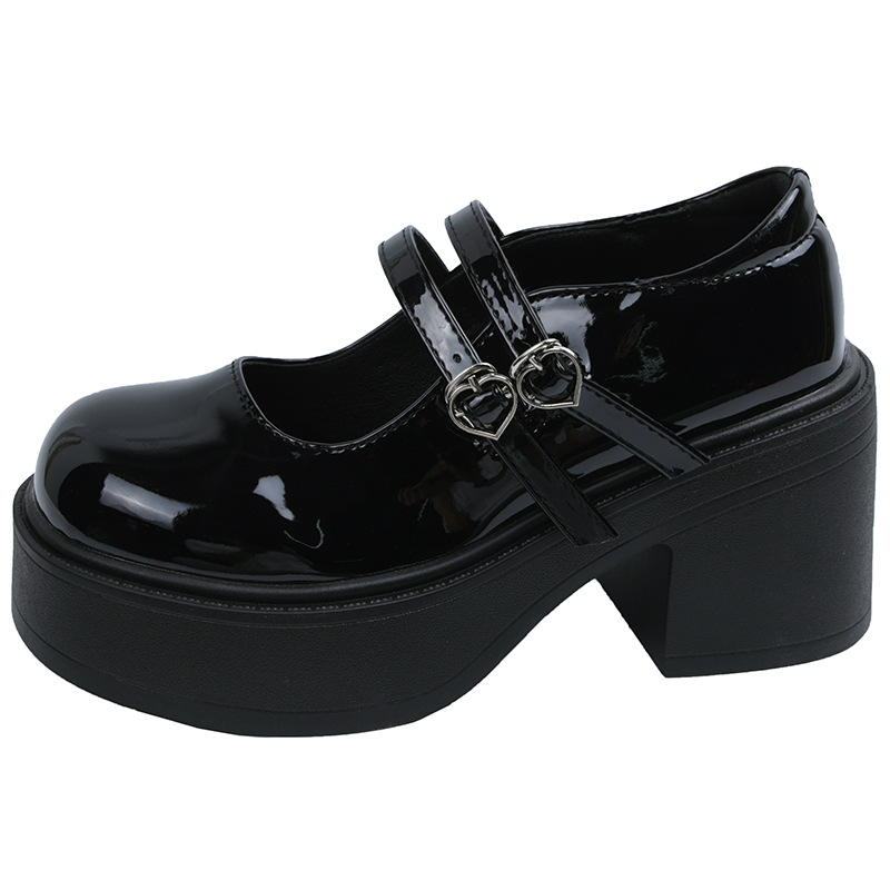 Thick Bottom Round Toe Leather Shoes Women's All-match foto 3
