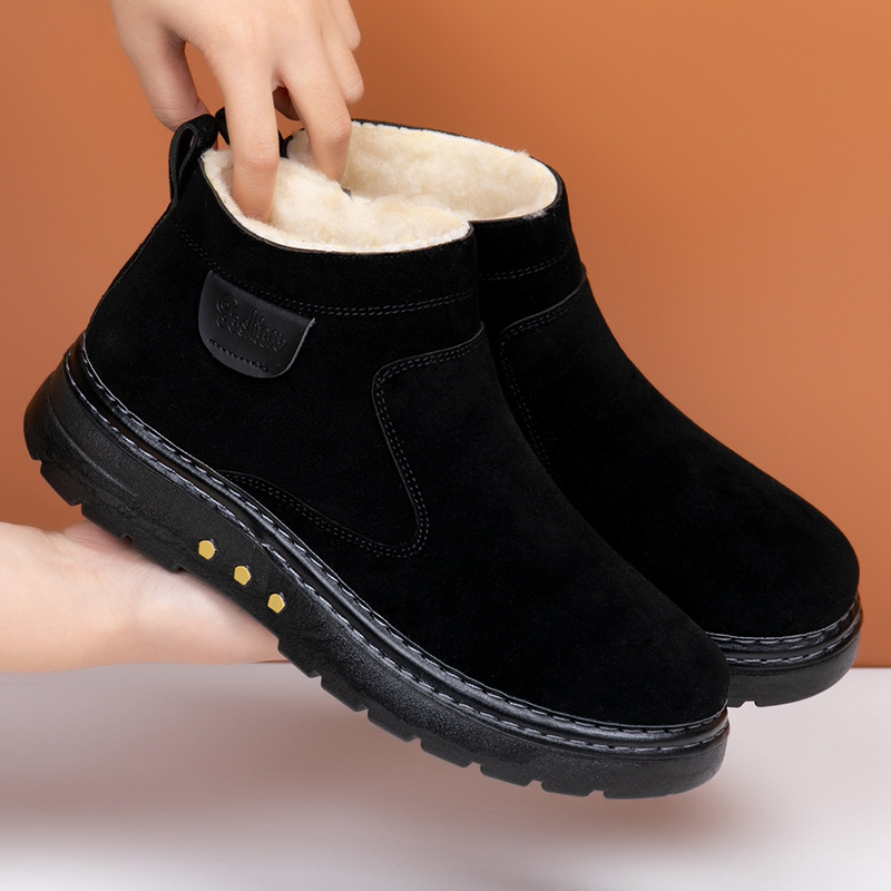 Warm Non-slip Sheep Wool Plus Velvet Thick Cotton Shoes foto 5