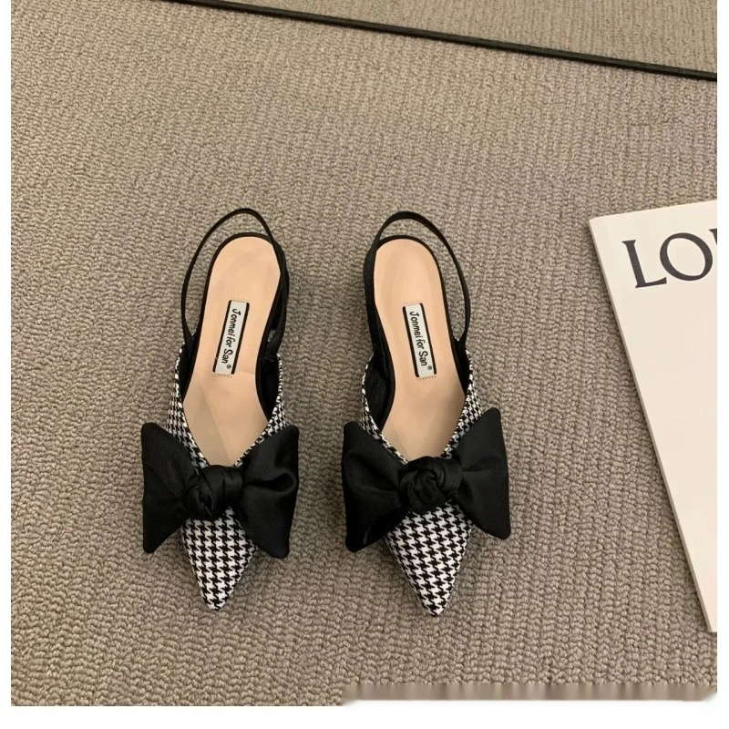 French-style Pointed-toe Bow-embellished Closed-toe Sandals For Women foto 4