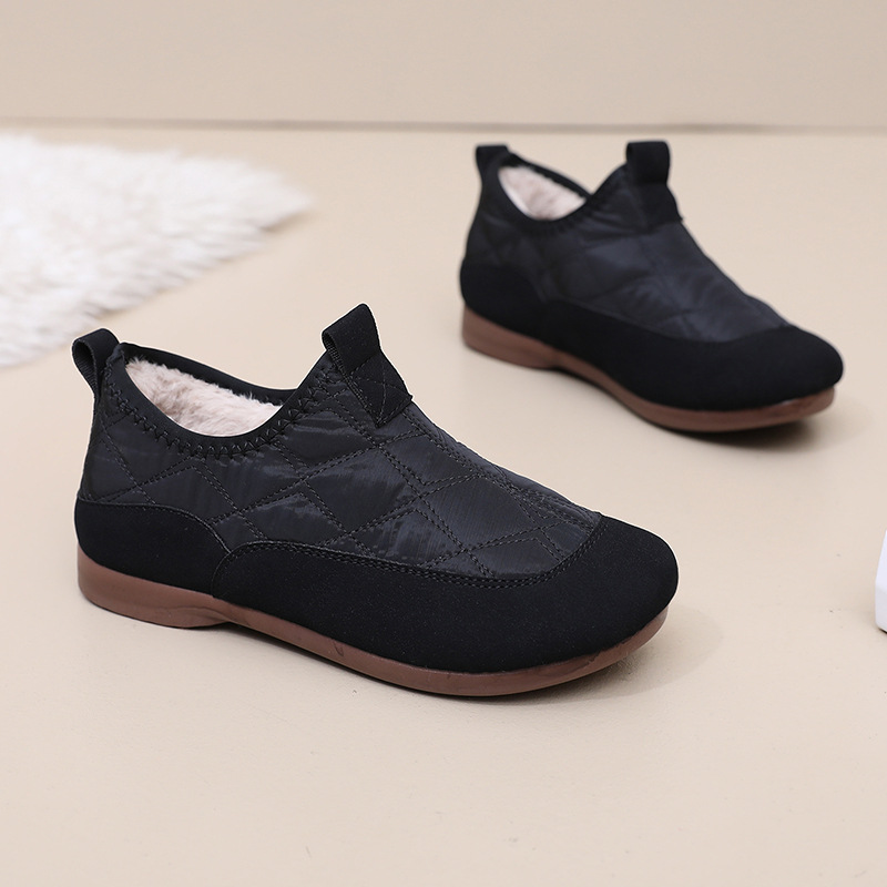 Winter Cloth Shoes For Women Plus Velvet Soft Bottom One Pedal Cotton Shoes Warm Flat Bottom Gommino foto 2