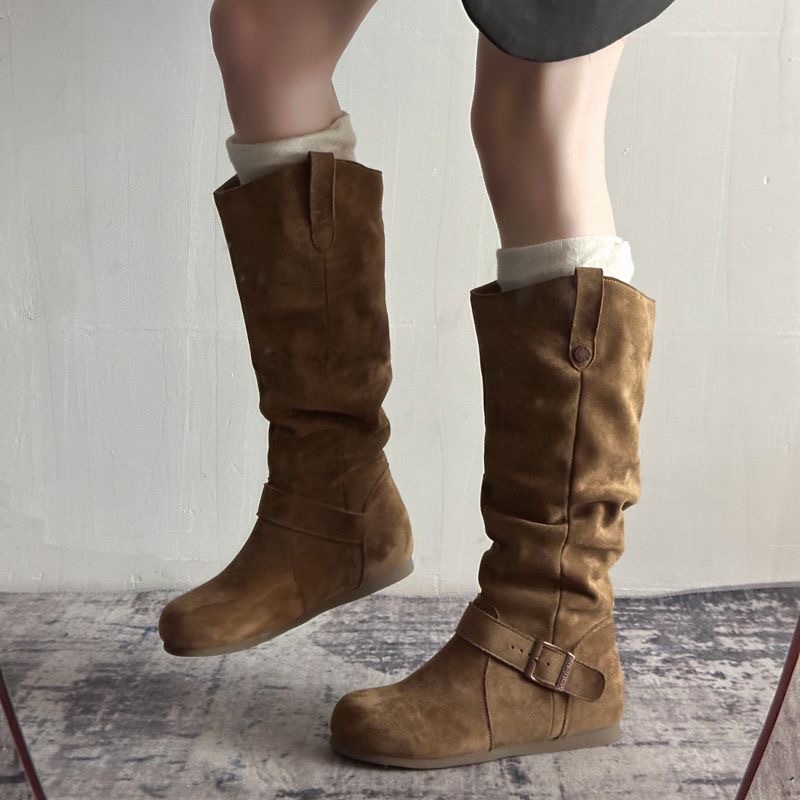 Womens Fashionable Vintage Denim Long Boots foto 3