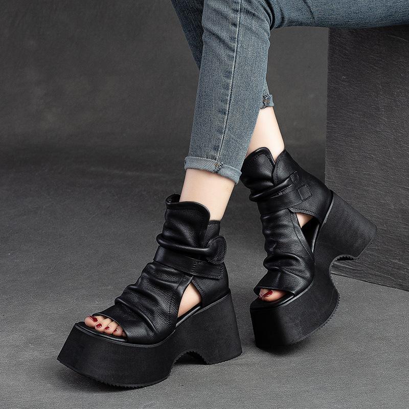 Fish-mouth Platform High-top Roman Womens Sandals foto 4