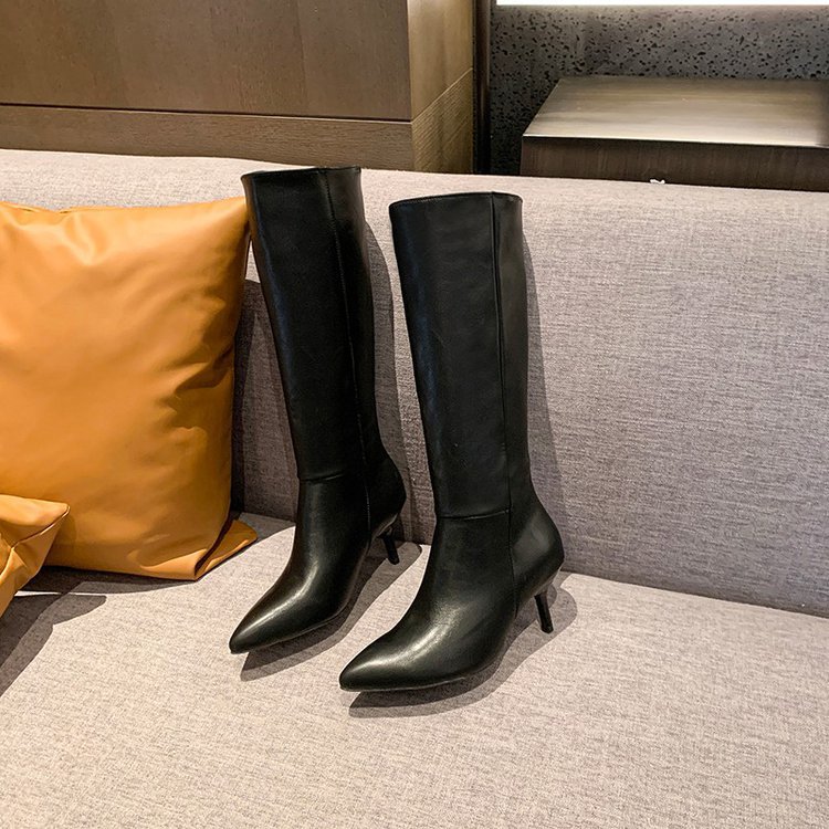 Pointed-toe Stiletto-heel PU Leather Over-the-knee Boots foto 5