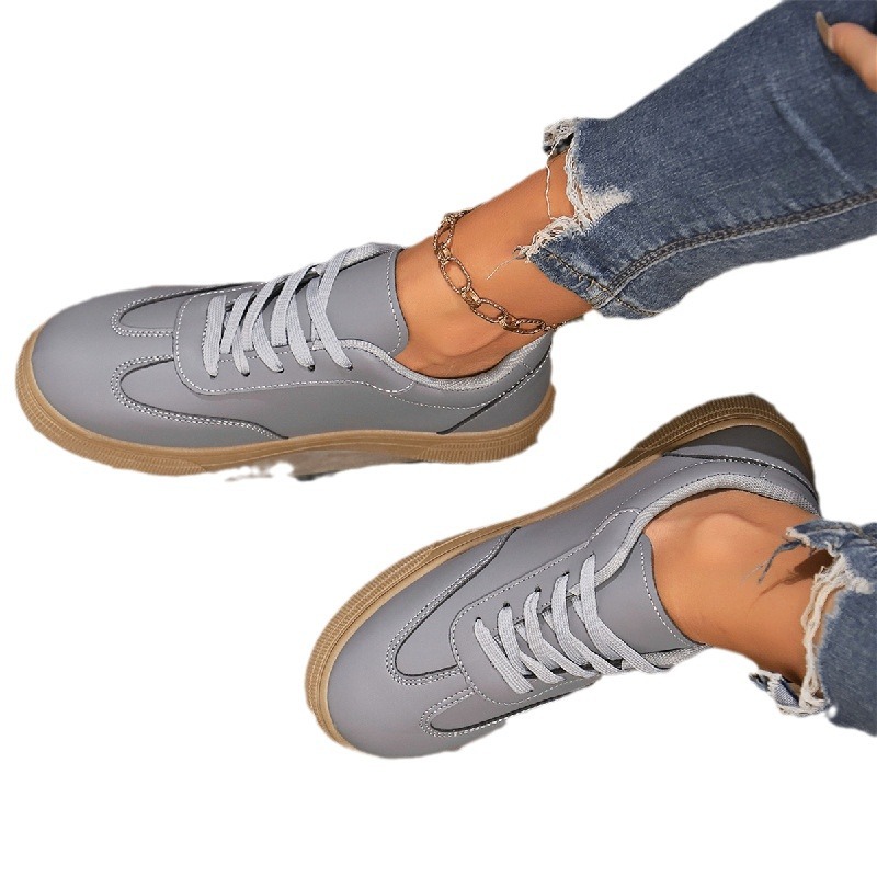 New Casual Fashion Running Women's Korean-style Flat Lace-up White Shoes foto 3