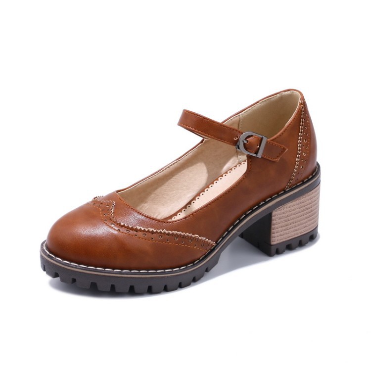 British-style Retro Artistic Chic Chunky-heeled Low-cut Womens Shoes foto 2