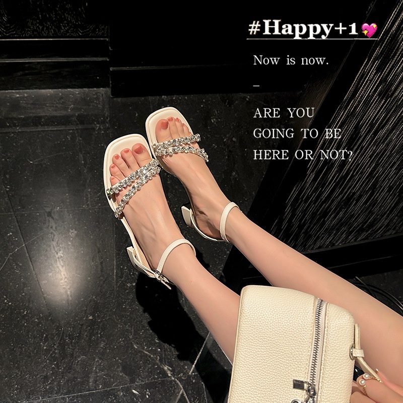Womens Fashionable Rhinestone-studded Open-toe High-heeled Sandals foto 3