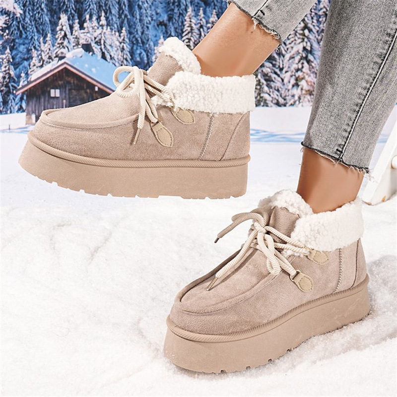 Thick Bottom Fleece-lined Snow Boots Women's Fur Integrated Casual Cotton-padded Shoes foto 5