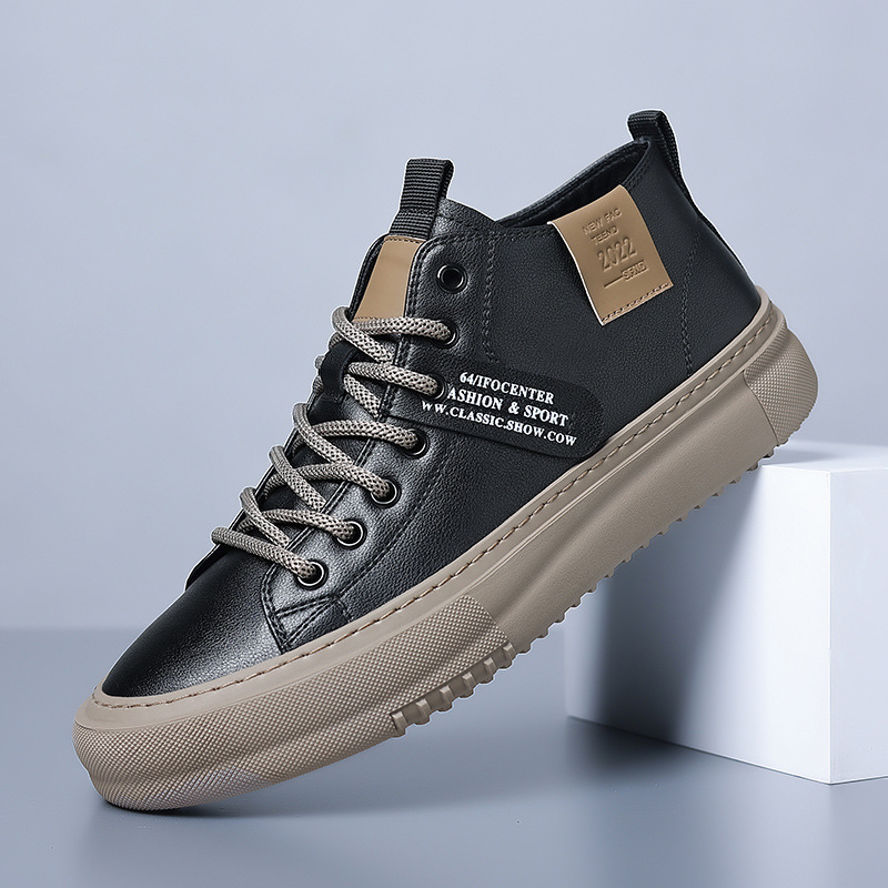 Men's Sports Casual Leather White Shoes foto 2