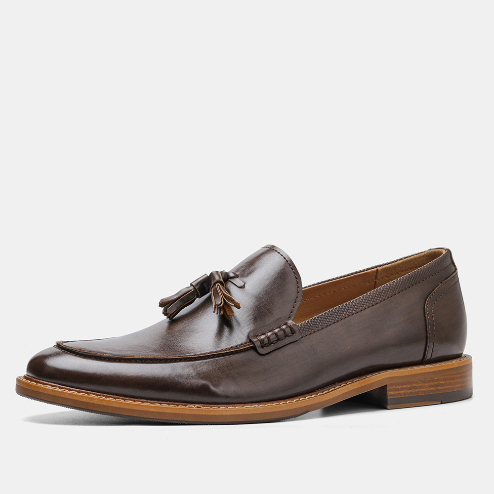 American Size Wood Grain Tassel Foreign Trade Formal Shoes Loafers Slip-on foto 5