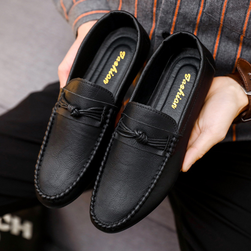 Korean Style Men's Casual Leather Shoes Soft Bottom foto 5