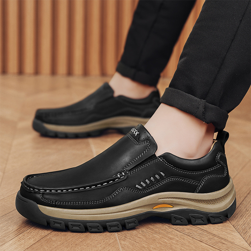 Mens British-style Casual Leather Shoes For Outdoor Hiking foto 3