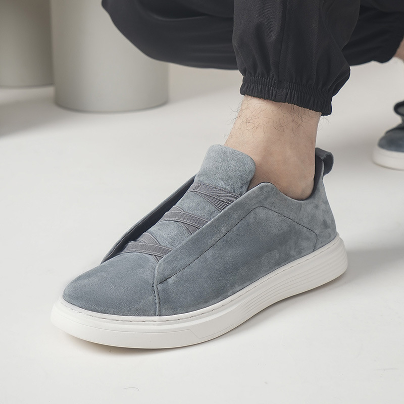 Men's Elastic No-Tie White Casual Sneakers