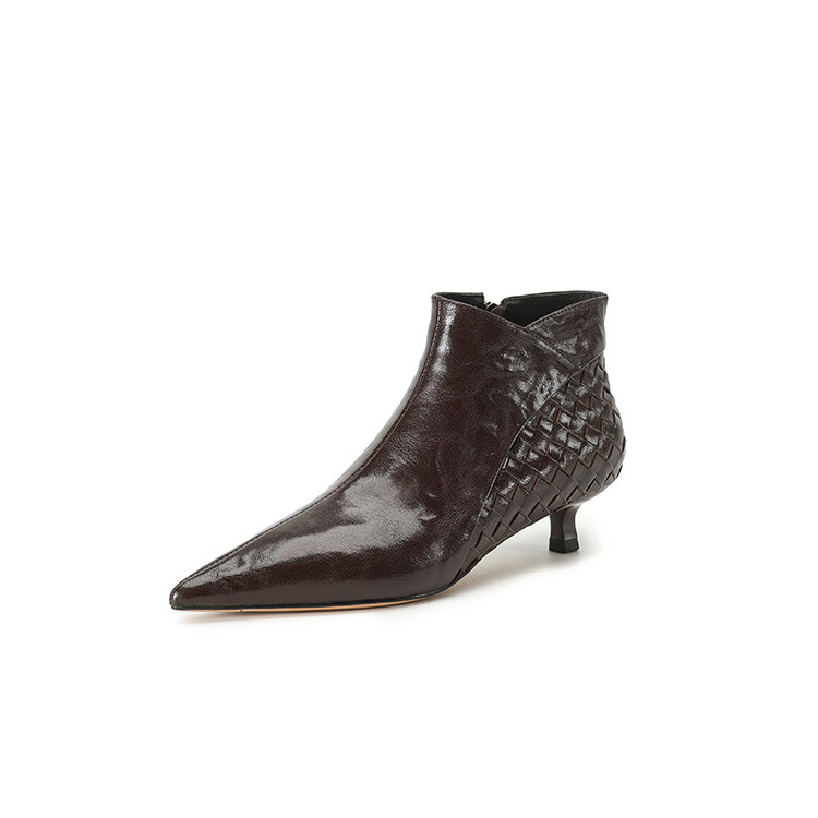 Woven Full-grain Sheepskin Ankle Boots With A Small Heel foto 2