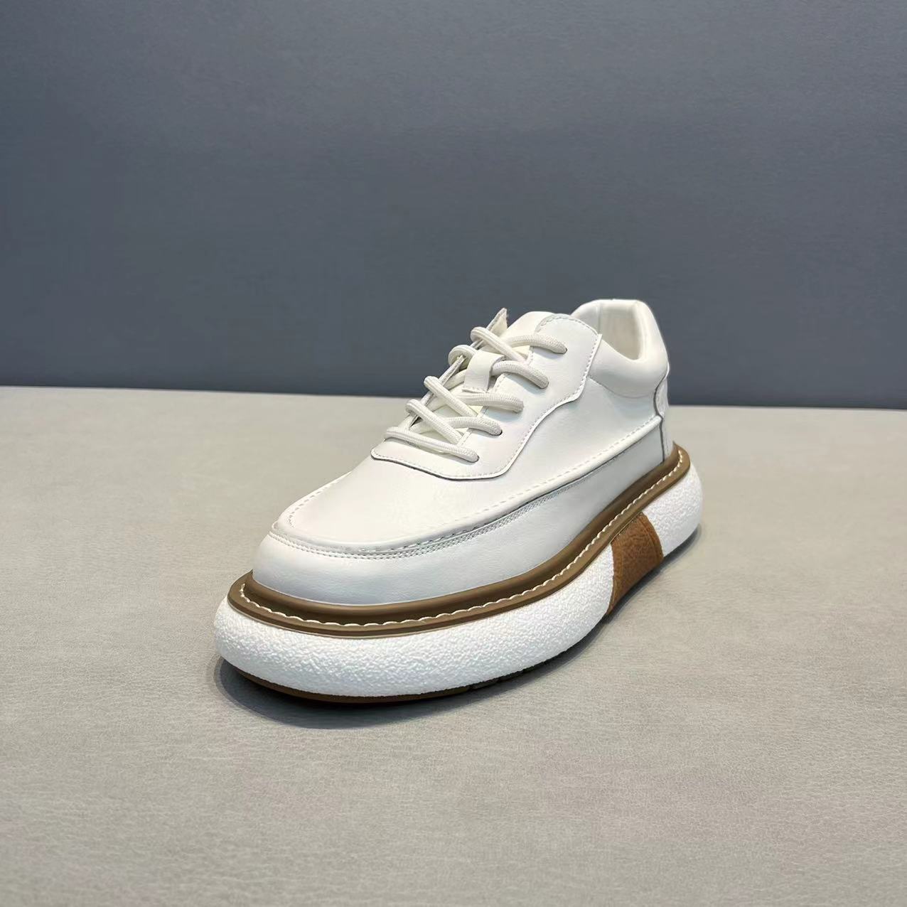 Men's Breathable Leather Shoes Trendy Platform Sports foto 2